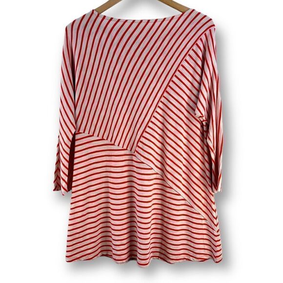 Chico’s‎ orange asymmetrical stripe tunic size M - Picture 2 of 12